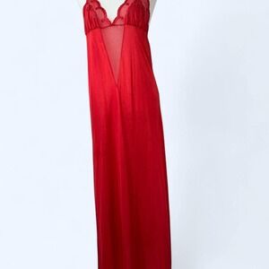 Vintage Flair Red Lace Maxi Dress Lingere